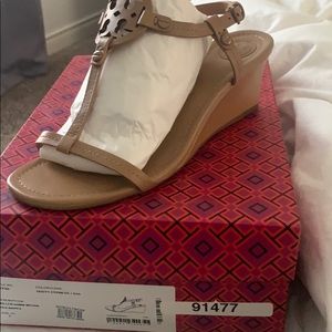 Tory Burch Miller Wedge Sandal- nude